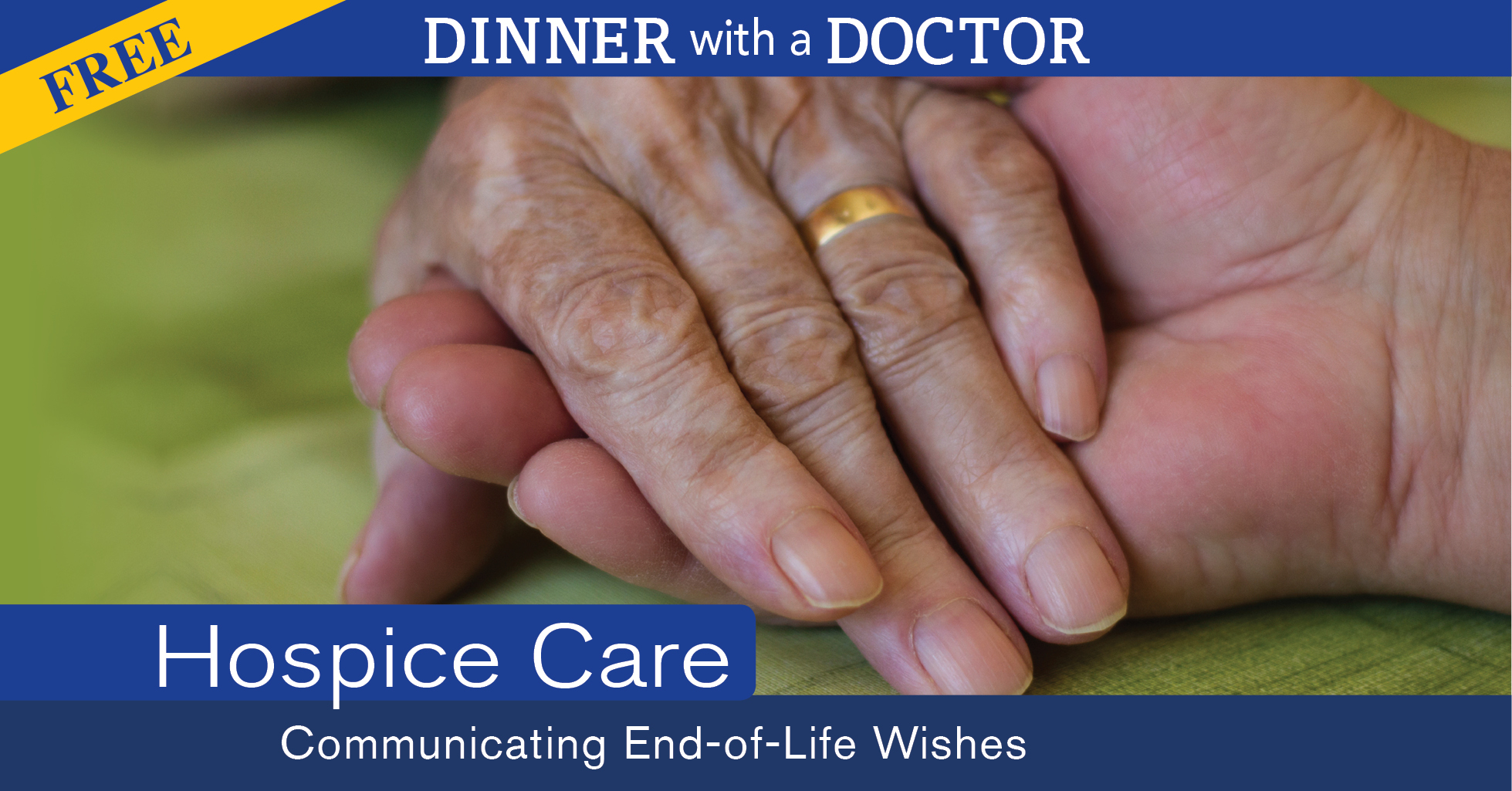 Image of dinner with a doctor: two people holding hands