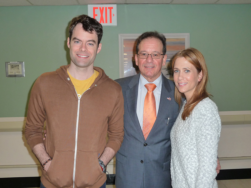 Image of Bill Hader and Kristen Wiig at Queens Park Hospital