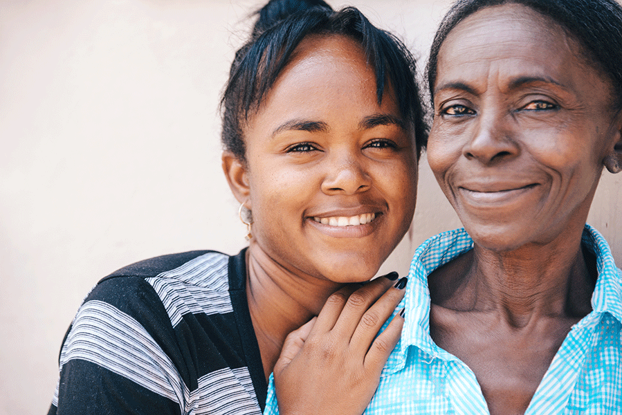 Image of woman and daughter discussing mental health