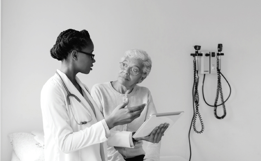 Image of female doctor consulting with patient