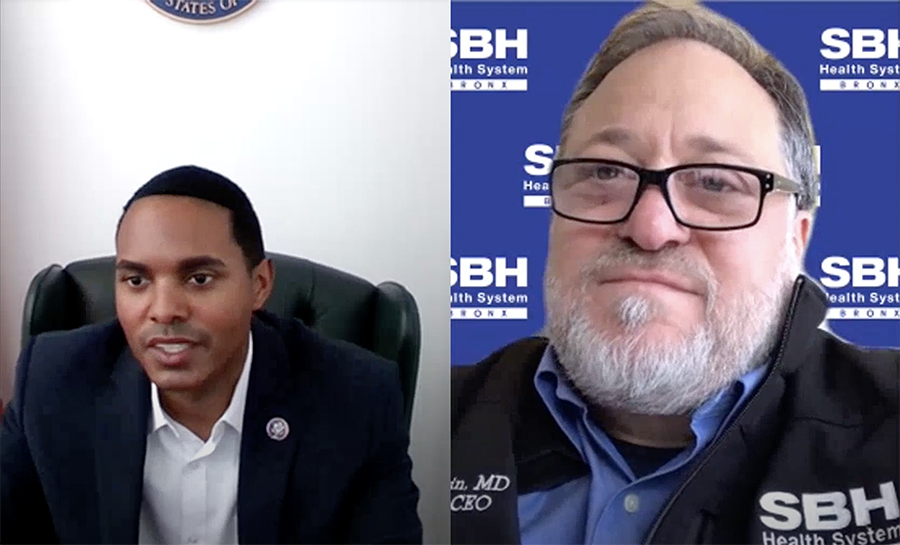Picture of Congressman Richie Torres and Dr. David Perlstein during a podcast
